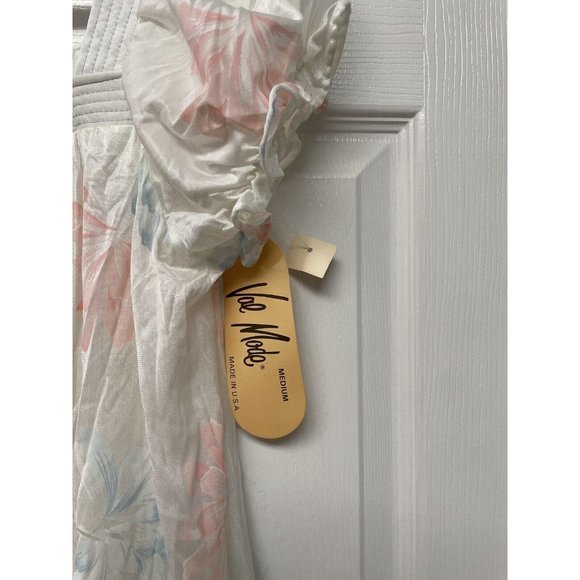 VINTAGE VAL MODE NIGHTGOWN Size Medium Nylon Floral Ivory - Picture 3 of 6